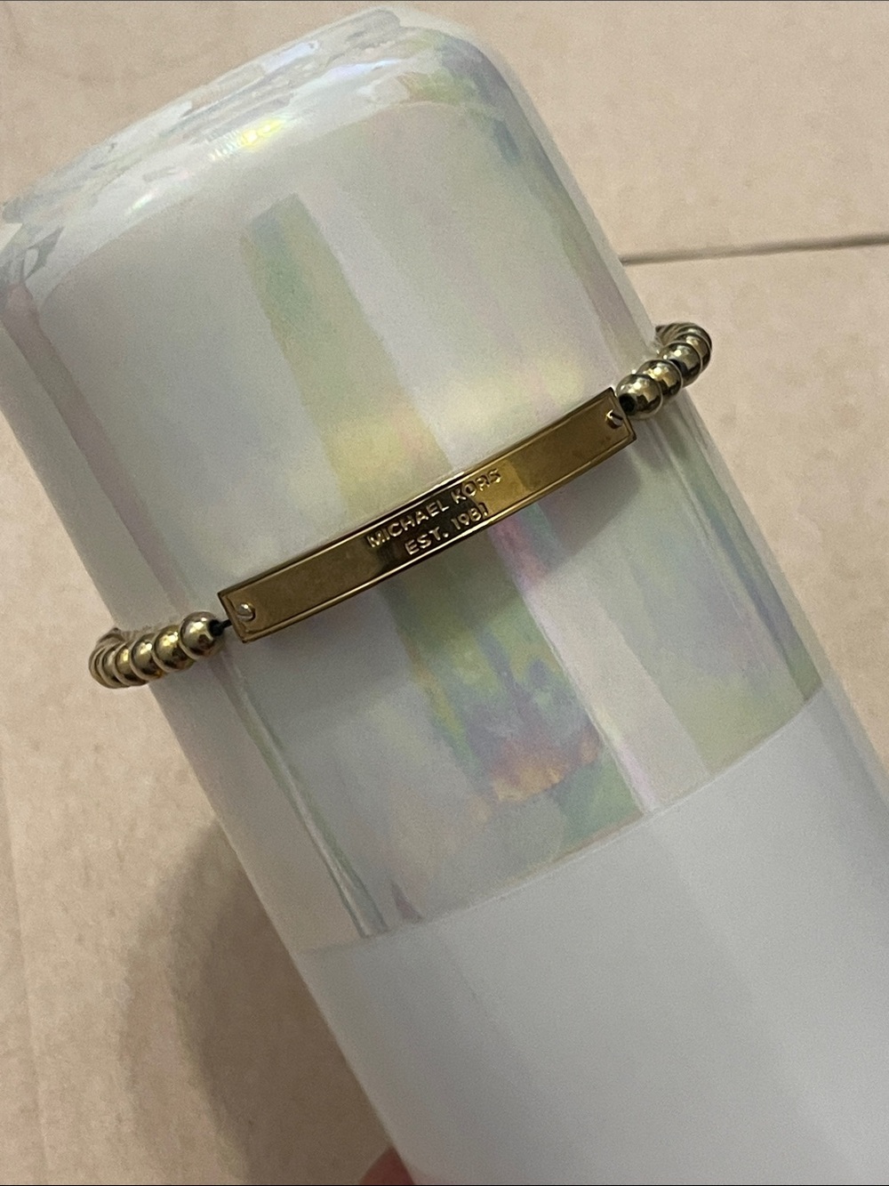 Michael Kors Gold Beaded ID Bracelet